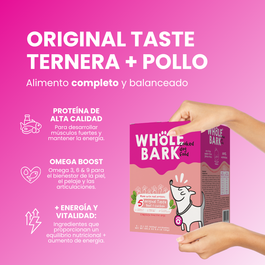 Alimento Natural Cocido Premium con Ternera para Perros | Cooked Dog Food - Original Taste