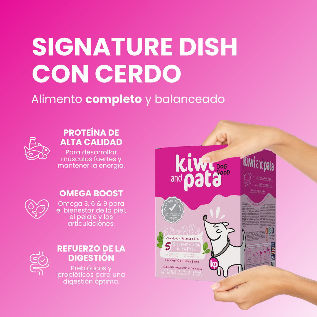 Alimento Natural Cocido Súper Premium con Cerdo para Perros | Signature Dish with Pork