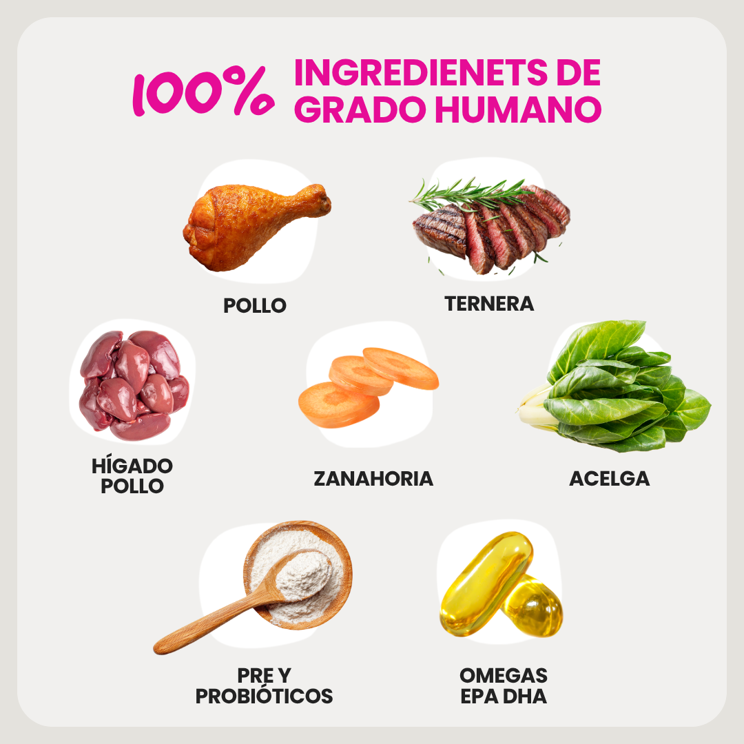 Alimento Natural Cocido Súper Premium con Ternera para Perros | Signature Dish with Veal