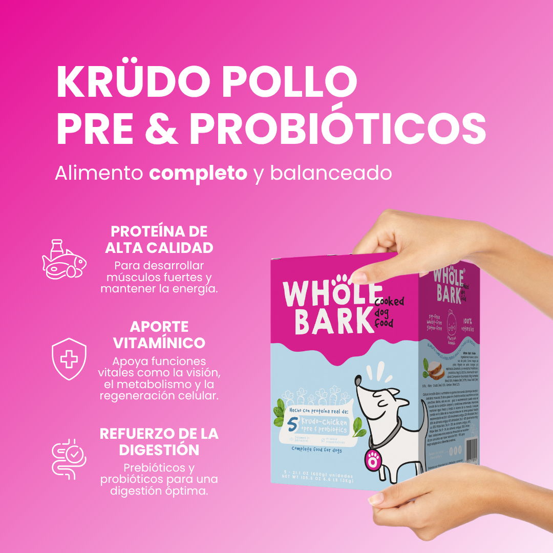 Alimento Natural Cocido Premium de Pollo para Perros | Cooked Dog Food - Krüdo