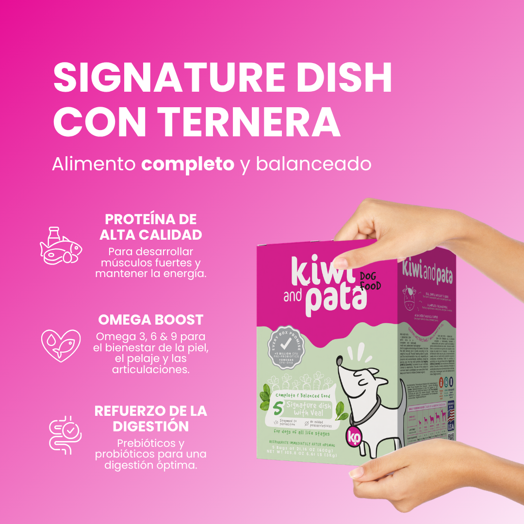 Alimento Natural Cocido Súper Premium con Ternera para Perros | Signature Dish with Veal