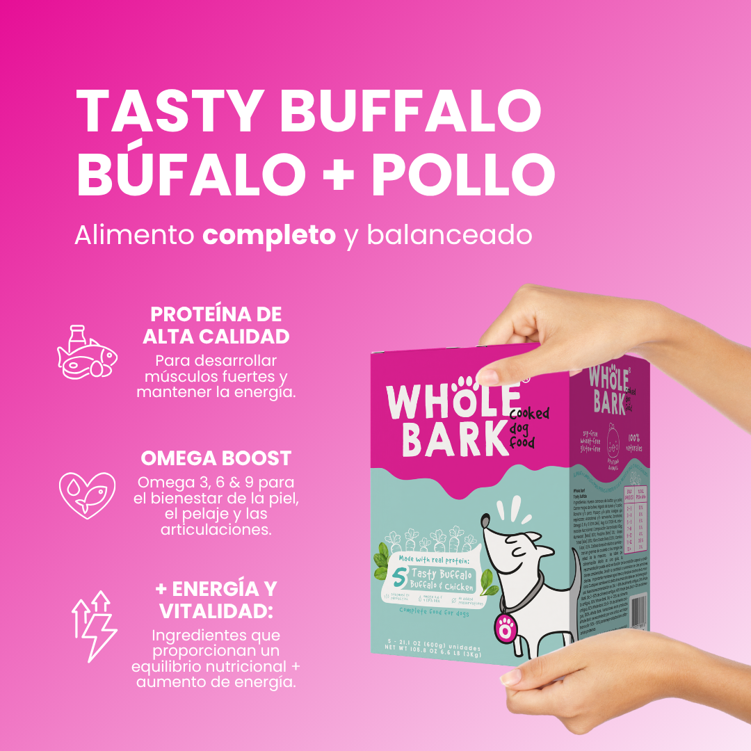 Alimento Natural Cocido Premium con Búfalo para Perros | Cooked Dog Food - Tasty Buffalo