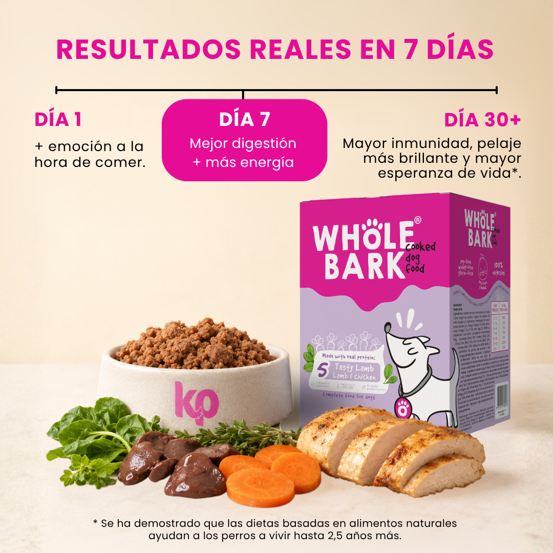 Alimento Natural Cocido Premium con Cordero para Perros | Cooked Dog Food - Tasty Lamb